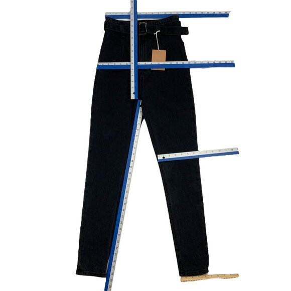 Reformation Kayo Jeans 24 Erie Charcoal Wash Denim High Rise Skinny Belted - Picture 5 of 11